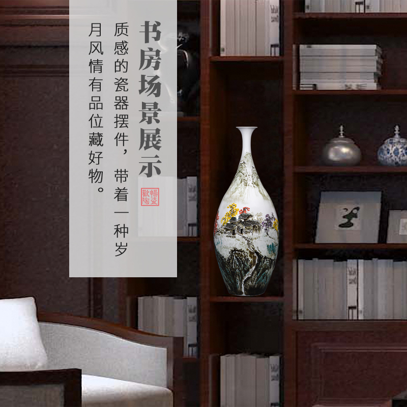 Jingdezhen ceramics vase famous hand - made under glaze color Chinese rural style home sitting room adornment is placed