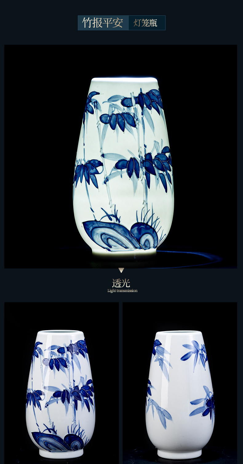 Jingdezhen ceramic blue and white porcelain vases, flower arrangement Chinese wind rich ancient frame trinket sitting room of Chinese style household furnishing articles