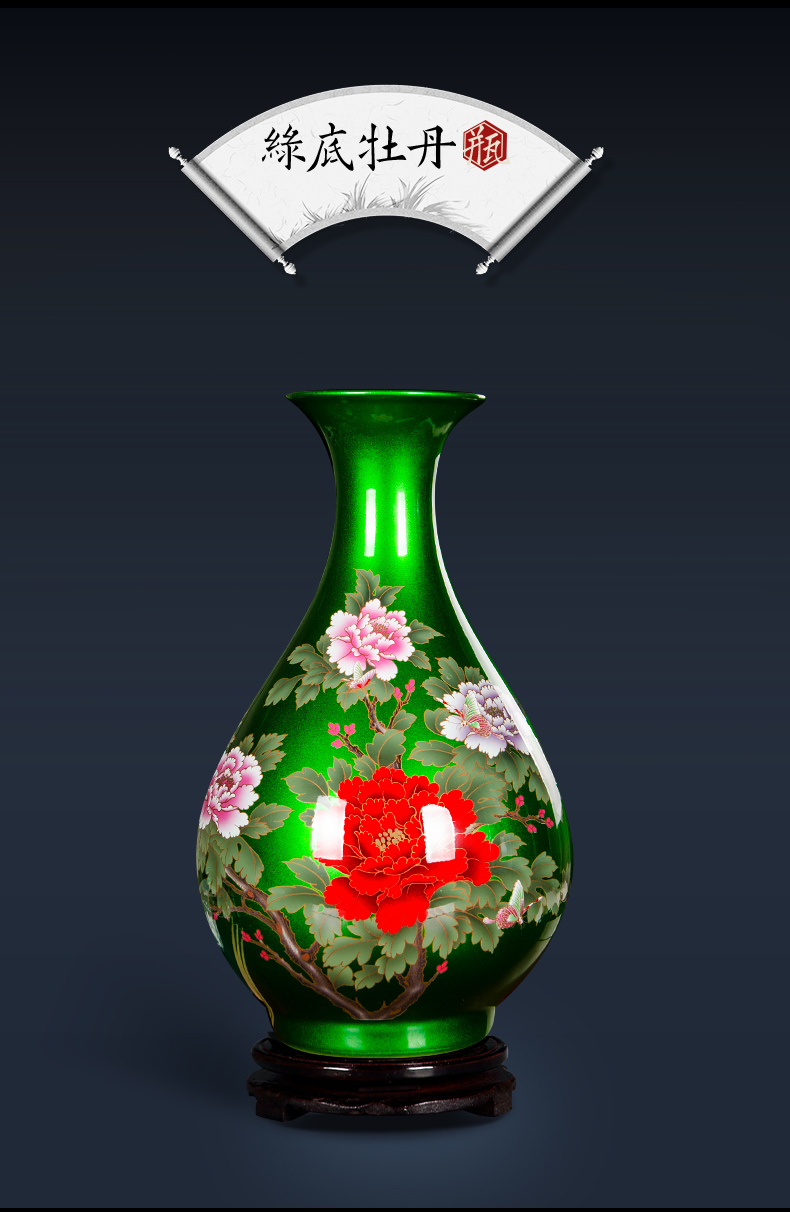 Jingdezhen ceramics Chinese flower arranging pomegranate red vase is placed the new Chinese style household living room decoration process