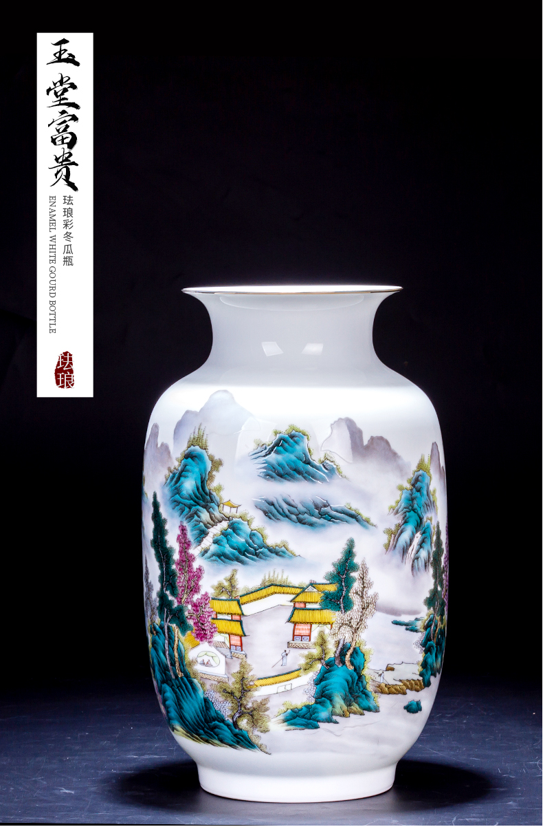 Jingdezhen ceramic vase furnishing articles trumpet flower arranging Chinese style restoring ancient ways thin foetus famous antique hand - made sitting room adornment