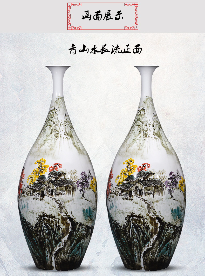 Jingdezhen ceramics vase famous hand - made under glaze color Chinese rural style home sitting room adornment is placed