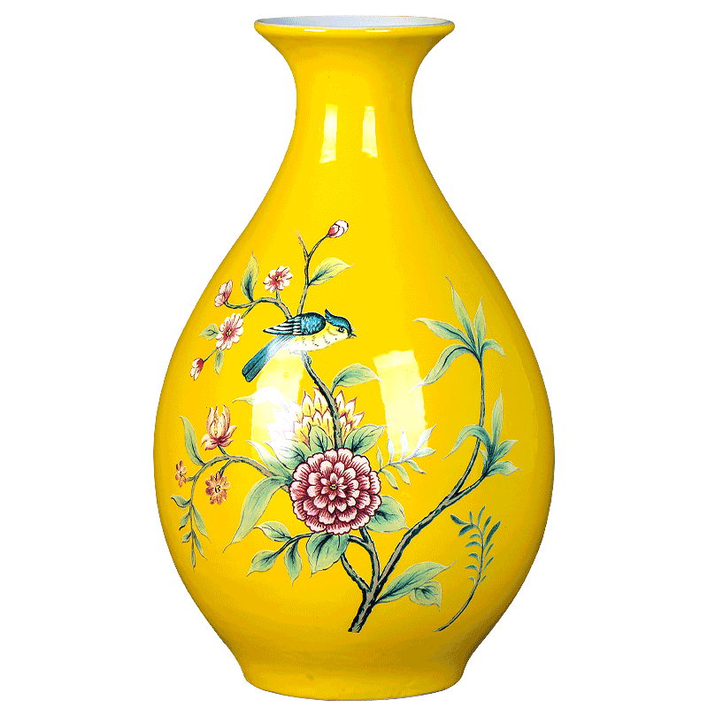 Jingdezhen ceramic powder enamel vase sitting room porch place rural wind flower arranging machine of Chinese style household decorations, gifts