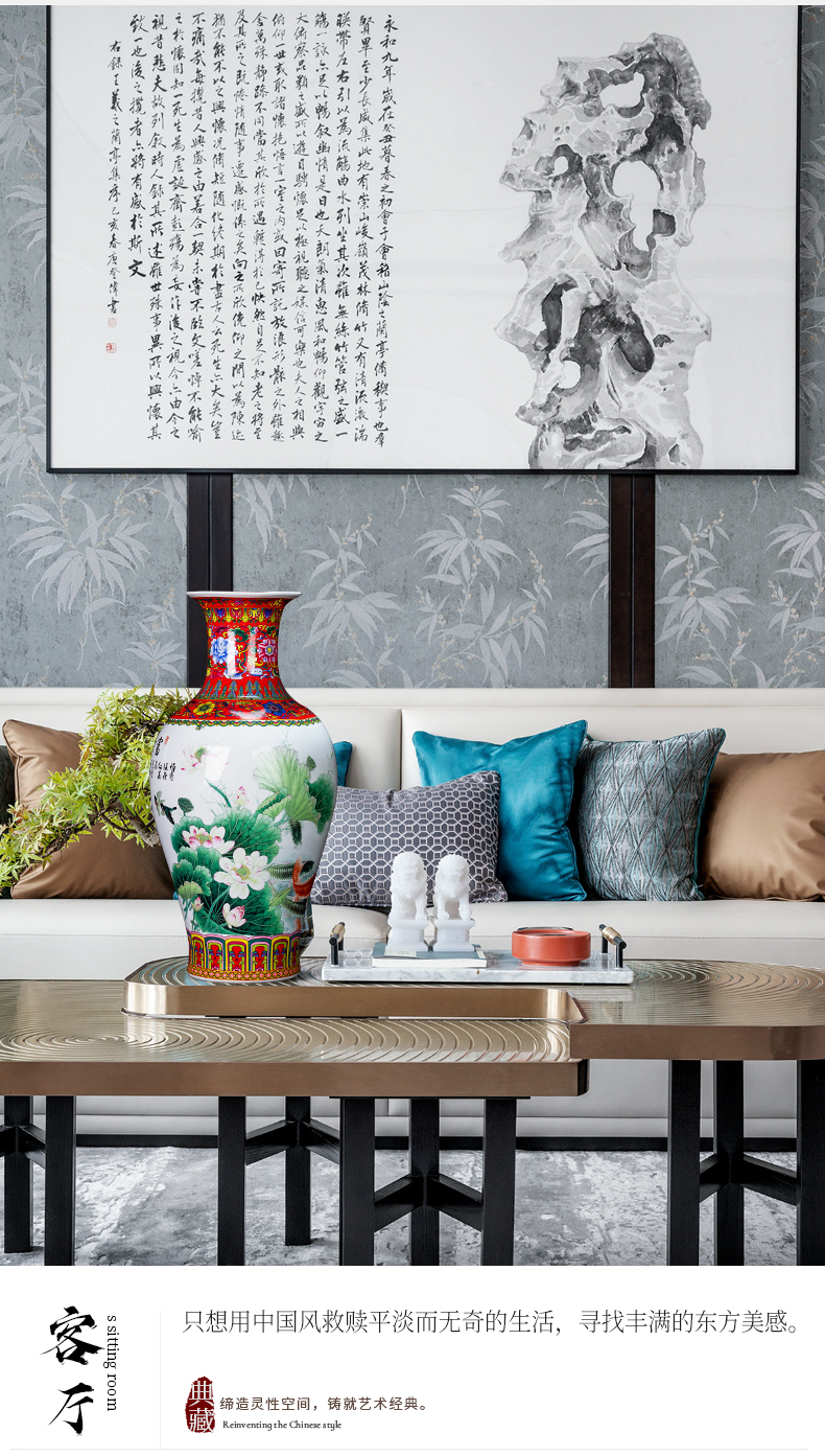 Jingdezhen ceramic vase furnishing articles household act the role ofing is tasted the sitting room of Chinese style restoring ancient ways is rich ancient frame colored enamel large tail bottles