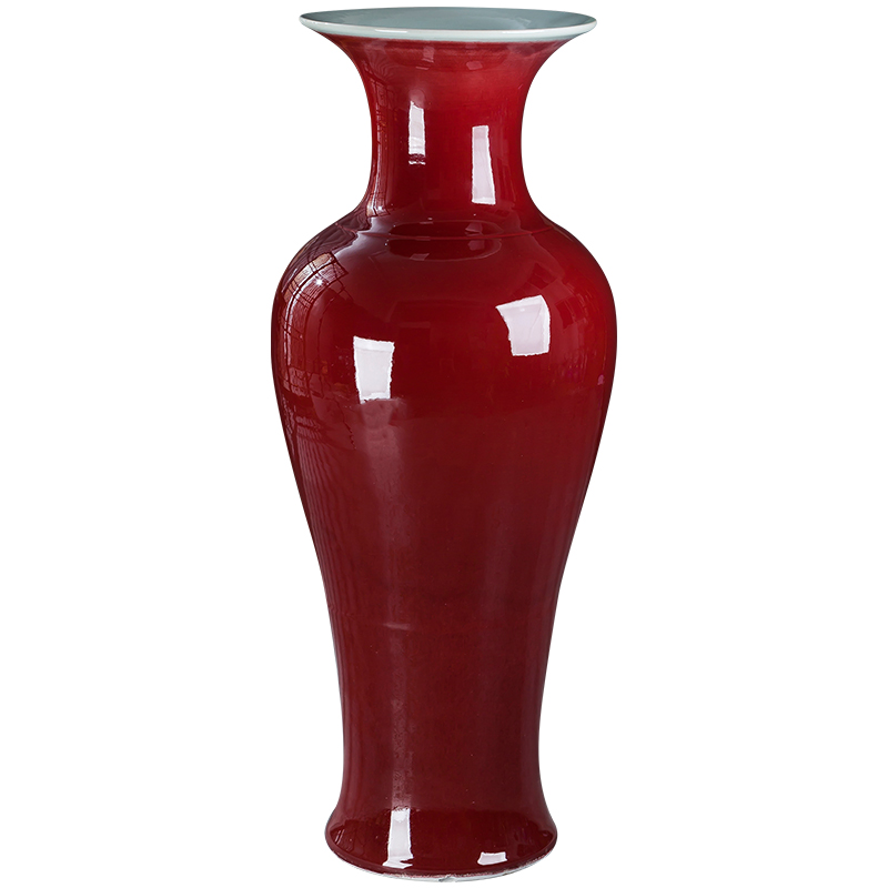 Jingdezhen ceramics ruby red tail landing big vase sitting room place large flower arrangement home decorative arts and crafts