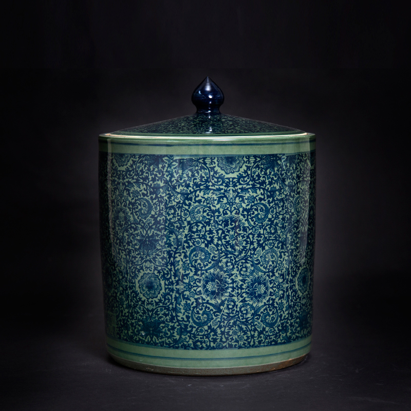 Jingdezhen ceramic flower tea pot straight home receive sealed storage tea caddy fixings