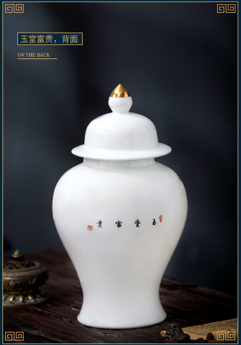 Jingdezhen ceramic vase furnishing articles of Chinese style white hand draw the general pot of home sitting room rich ancient frame porch decoration