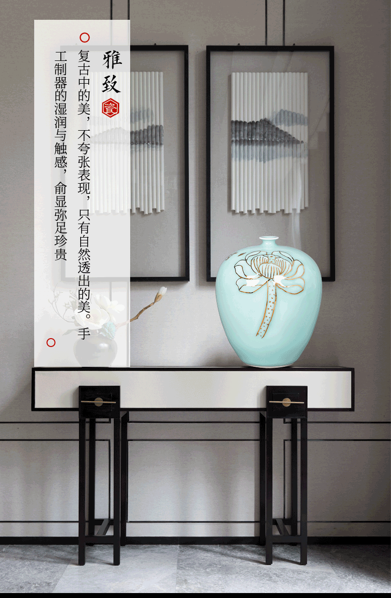 Jingdezhen ceramics hand - made ears fuels the lotus flower bottle rich ancient frame TV ark, sitting room adornment is placed