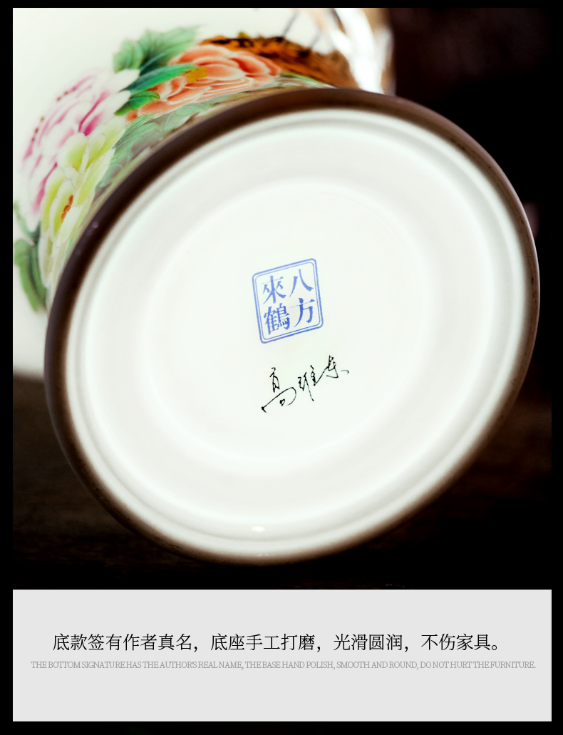 Jingdezhen ceramic vase furnishing articles household act the role ofing is tasted the sitting room of Chinese style restoring ancient ways is rich ancient frame hand - made and exquisite porcelain bottle