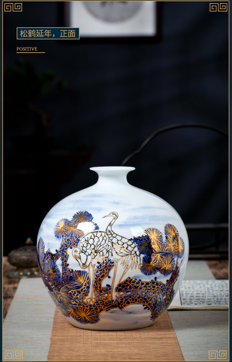 Jingdezhen ceramic vase light key-2 luxury furnishing articles by hand - made paint the living room of Chinese style household rich ancient frame porch decoration