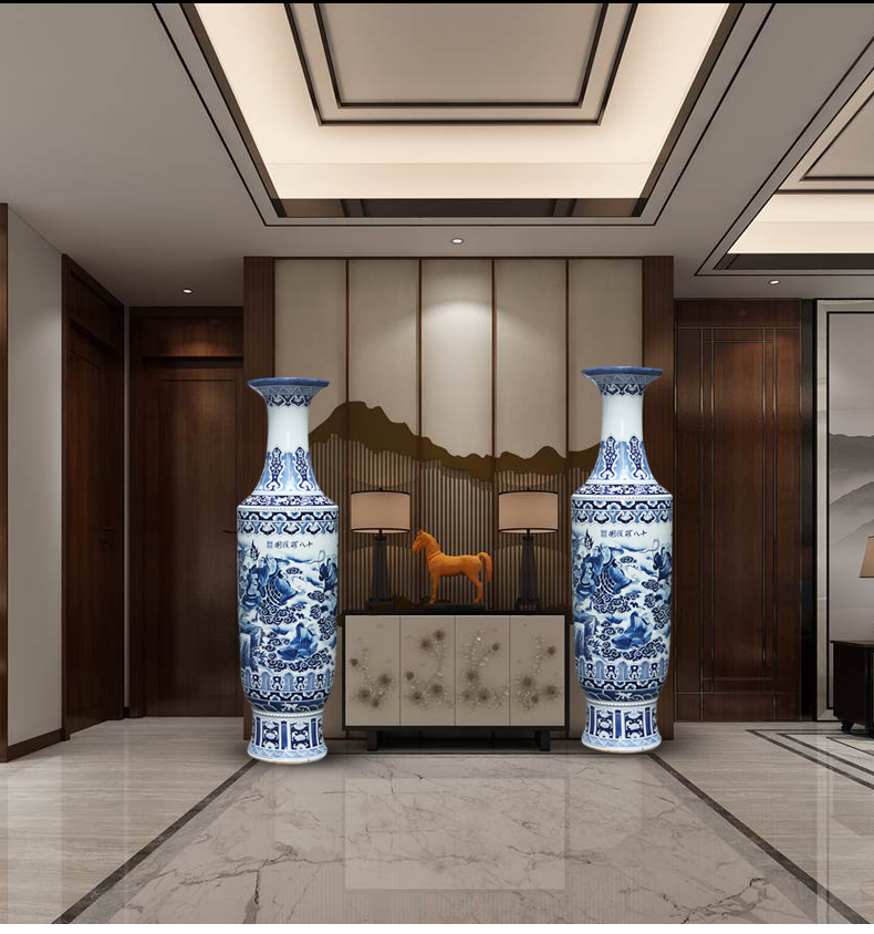 Hand - made jinxiu blue and white porcelain is jingdezhen ceramics was sitting room of large vase villa furnishing articles opening gifts