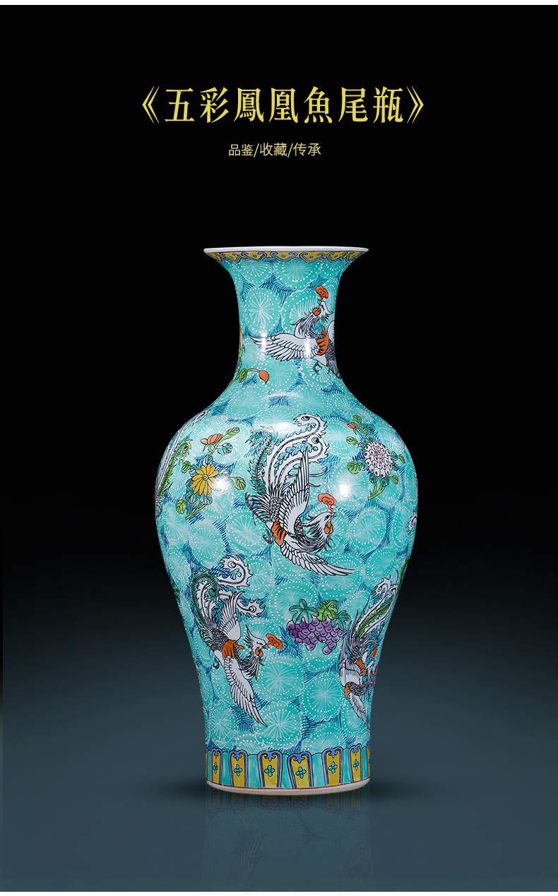 Jingdezhen ceramics vase imitation qianlong colored enamel Angle of five dragon tree, a large sitting room adornment what furnishing articles