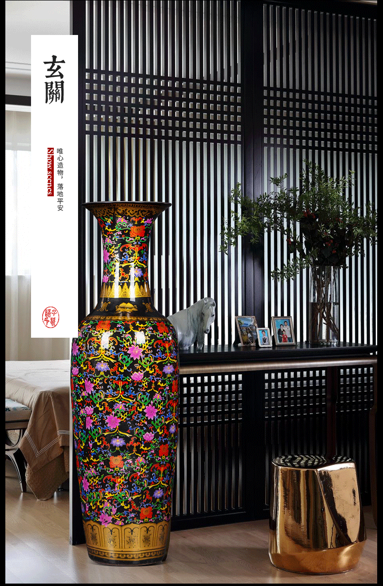 Jingdezhen ceramics in China red large vase European - style villa living room adornment is placed large opening