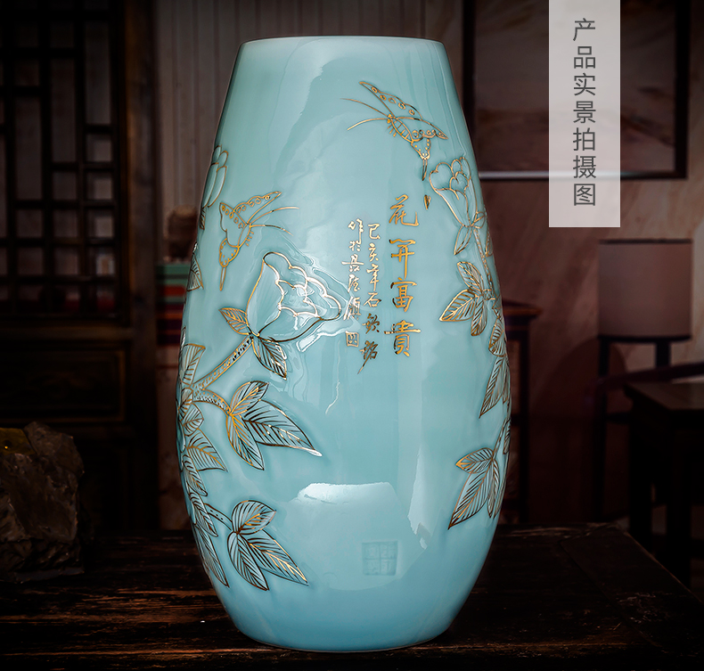 The Master of jingdezhen ceramics hand - made paint the drum shadow blue bottles of Chinese style living room home rich ancient frame furnishing articles