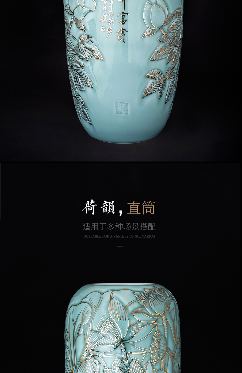 The Master of jingdezhen ceramics hand - made paint the drum shadow blue bottles of Chinese style living room home rich ancient frame furnishing articles