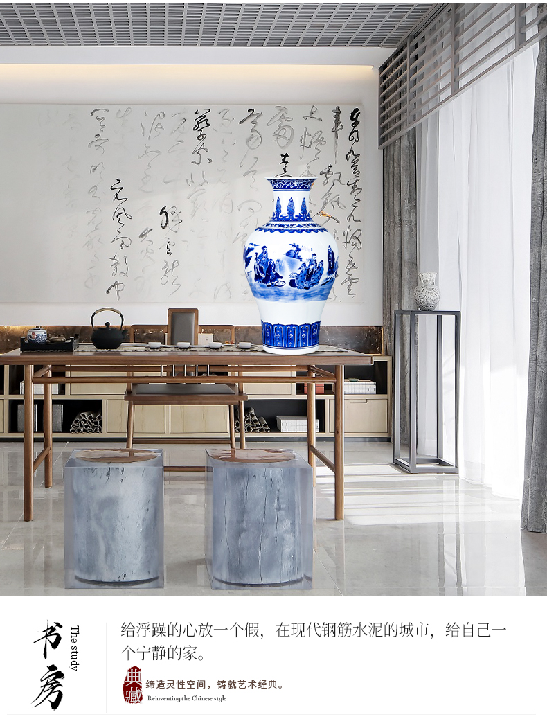 Jingdezhen ceramics new Chinese blue and white porcelain vase is placed large flower arranging archaize sitting room adornment general tank