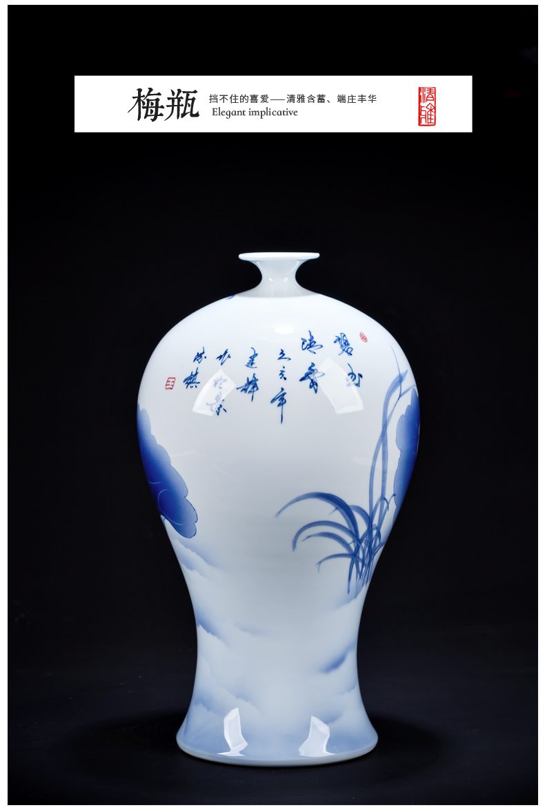 Jingdezhen ceramics hand - made vases pomegranates of blue and white porcelain bottle of new Chinese style household decoration flower arrangement sitting room furnishing articles