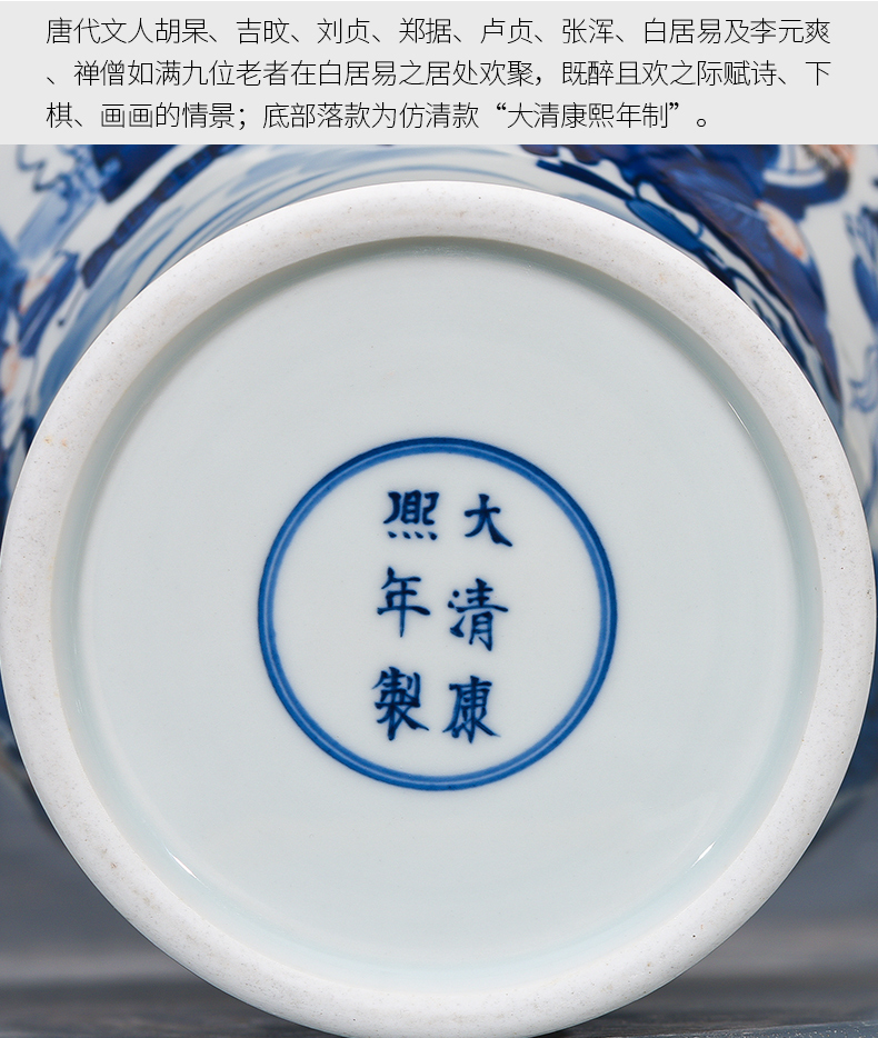 Jingdezhen ceramics ears antique Chinese blue and white porcelain vases, flower arrangement rich ancient frame furnishing articles sitting room adornment