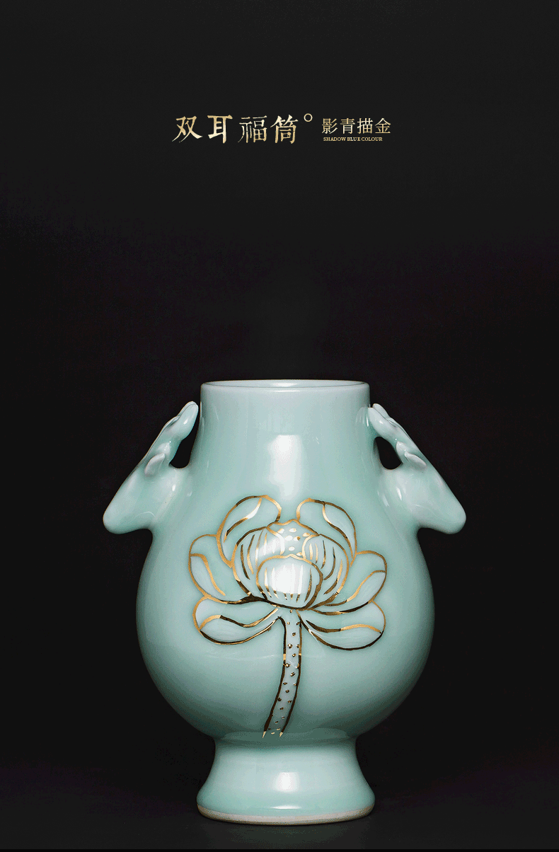 Jingdezhen ceramics hand - made ears fuels the lotus flower bottle rich ancient frame TV ark, sitting room adornment is placed