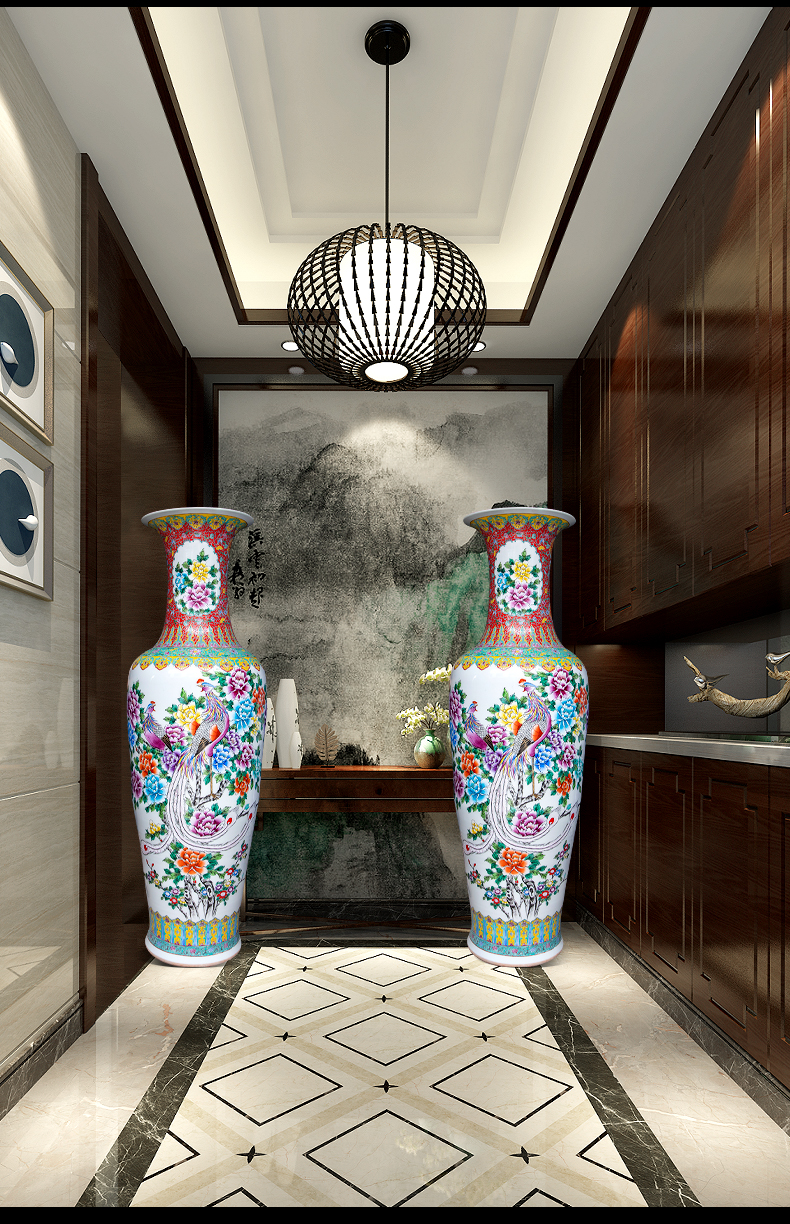 Hand draw Chinese wind rose porcelain of jingdezhen ceramics of large vases, furnishing articles ornaments hotel opening gifts