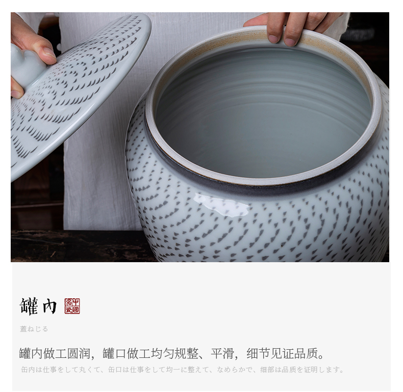 Jingdezhen ceramic tea caddy fixings large seal storage tank with show white gourd caddy fixings 3.5 kg