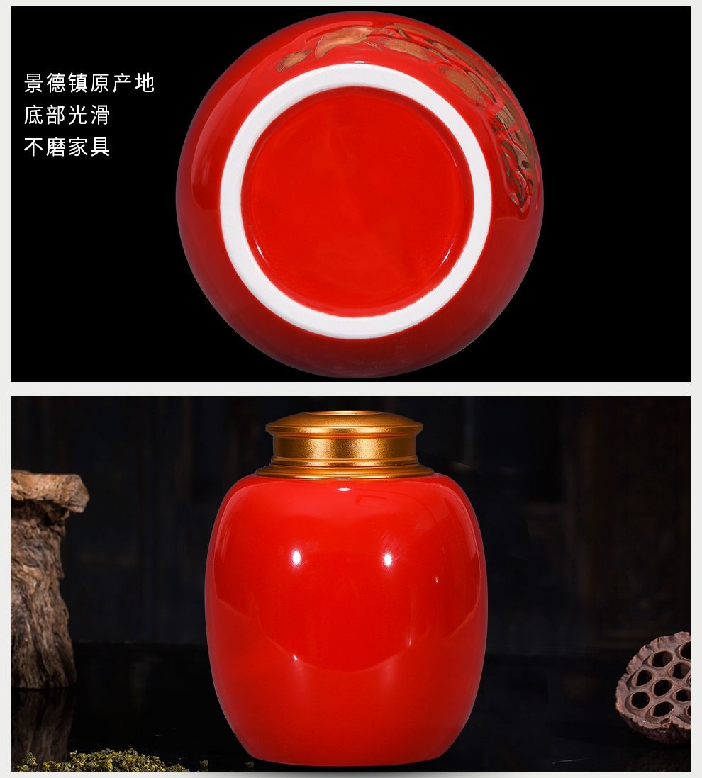 A kilo of jingdezhen ceramics with caddy fixings alloy cover seal storage tank of household of Chinese style tea POTS, large