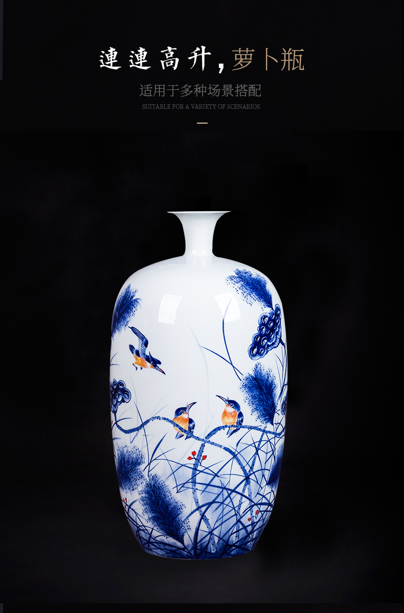 Jingdezhen ceramics hand - made enamel vase large living room TV cabinet decoration of Chinese style household furnishing articles bottle