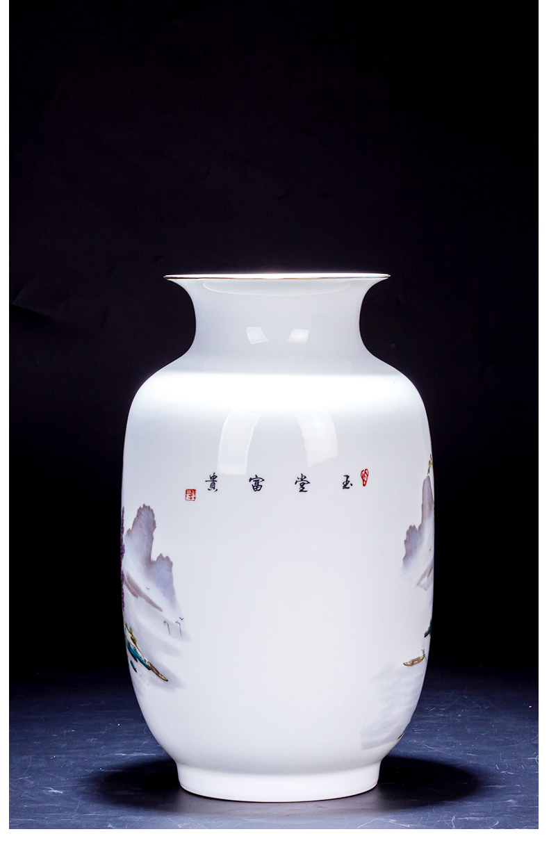 Jingdezhen ceramic vase furnishing articles trumpet flower arranging Chinese style restoring ancient ways thin foetus famous antique hand - made sitting room adornment