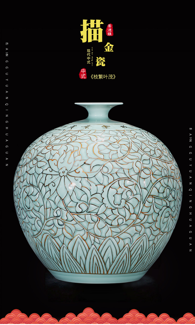 Jingdezhen ceramics large vases, hand - made shadow blue paint pomegranate bottle home sitting room adornment study furnishing articles