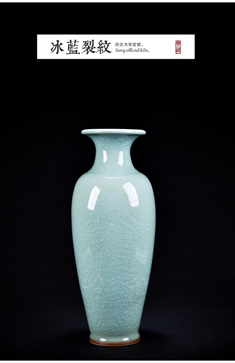 Jingdezhen ceramics vase furnishing articles guanyao open piece of crack Chinese flower arranging archaize home sitting room adornment c6