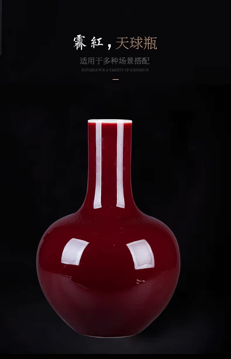 Jingdezhen ceramics ji red celestial vase classic Chinese style household adornment flower arranging handicraft furnishing articles sitting room
