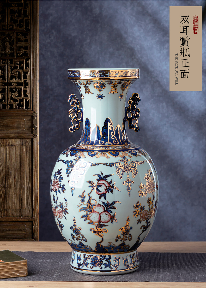 The see hand - made ceramic vase furnishing articles of blue and white porcelain of jingdezhen Chinese flower arranging rich ancient frame sitting room decoration