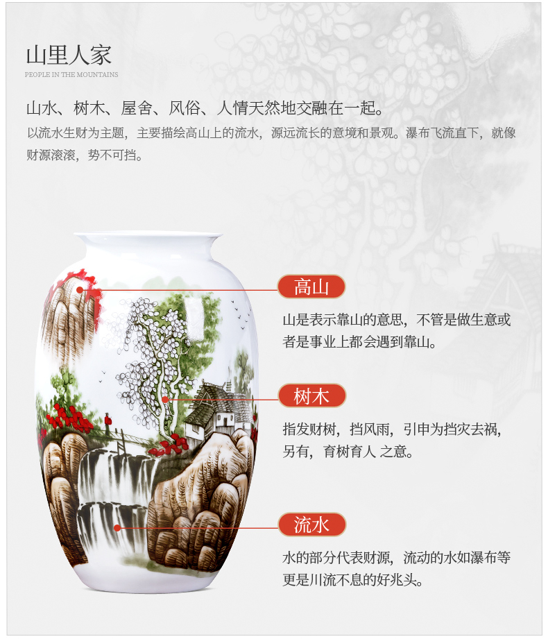 Jingdezhen ceramics vase Chinese flower arranging home sitting room porch TV ark, Angle of what adornment is placed on the ground