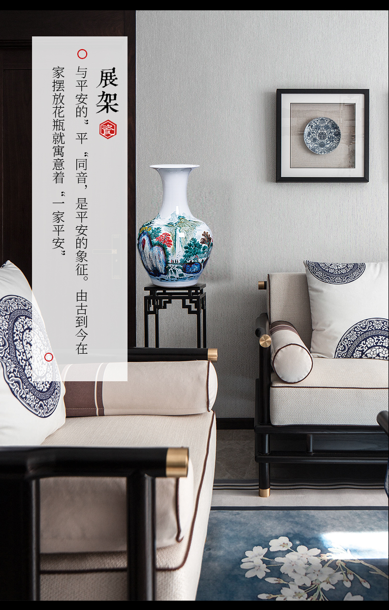 Hand - made pastel Chinese jingdezhen ceramics up ground landscape big vase furnishing articles ornaments large living room