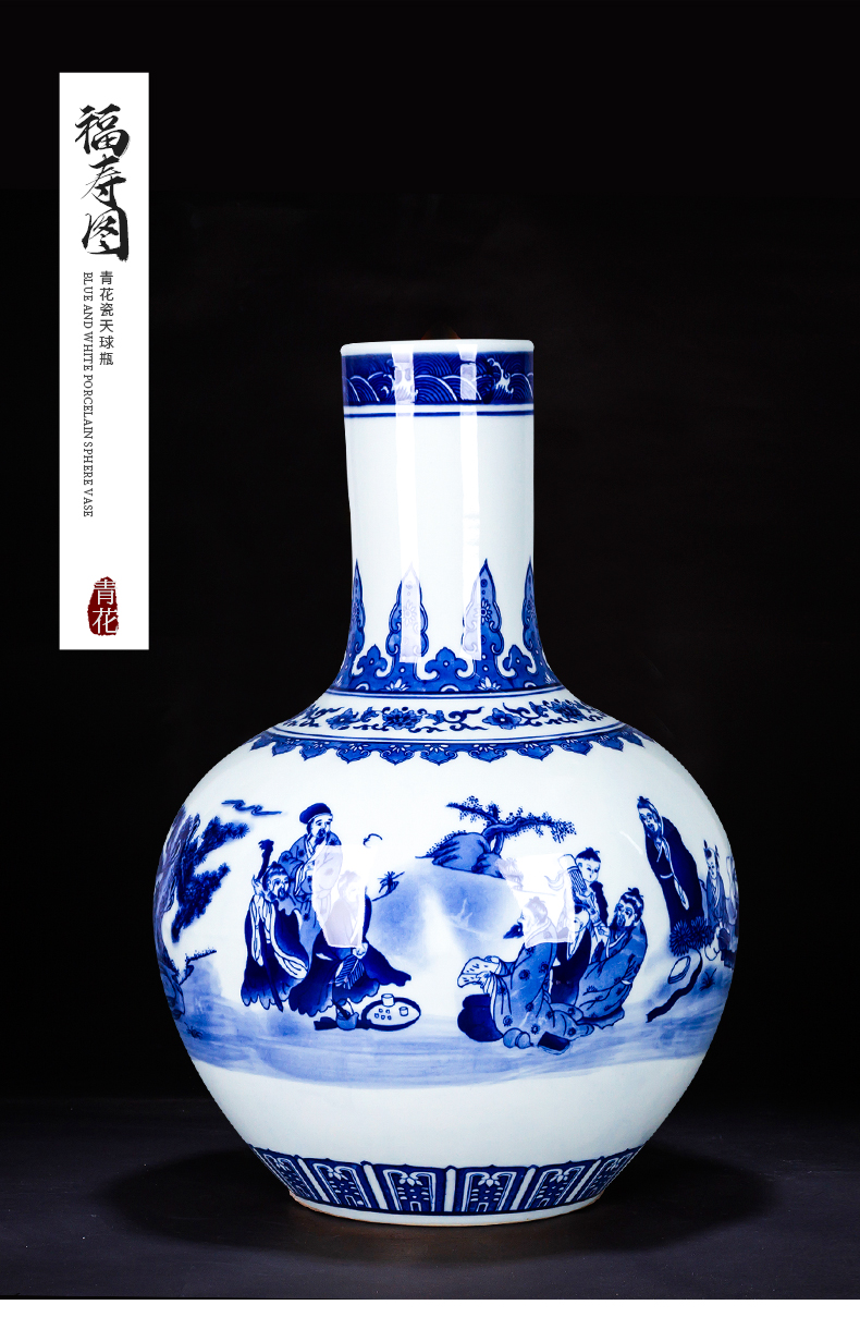 Jingdezhen ceramics new Chinese blue and white porcelain vase is placed large flower arranging archaize sitting room adornment general tank