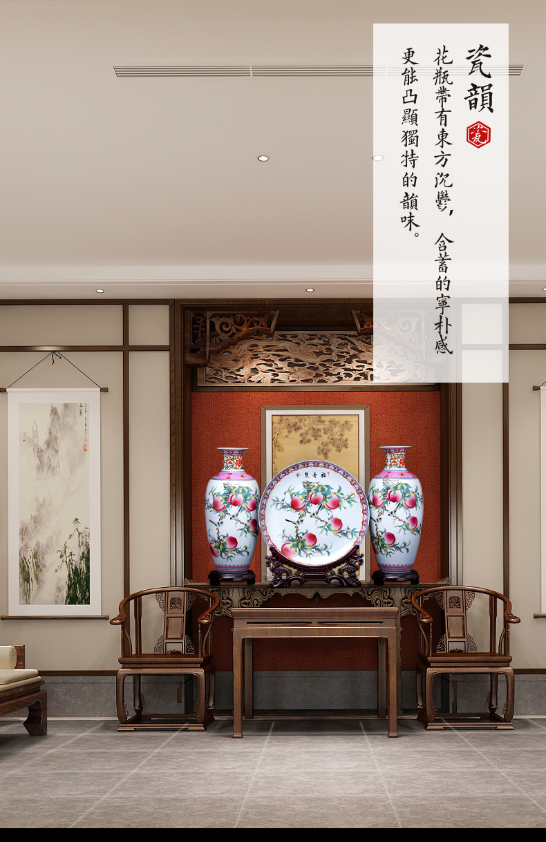 Jingdezhen ceramics three - piece vase furnishing articles of new Chinese style household to decorate the living room into a small handicraft live arranging flowers