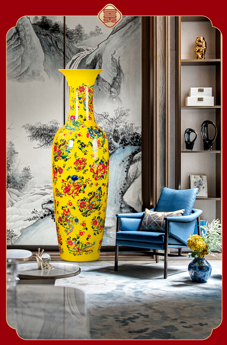 Jingdezhen ceramic big vase large archaize floor furnishing articles of Chinese style Chinese red sitting room hotel lobby decoration