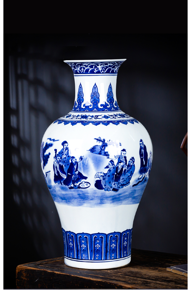 Jingdezhen ceramics new Chinese blue and white porcelain vase is placed large flower arranging archaize sitting room adornment general tank