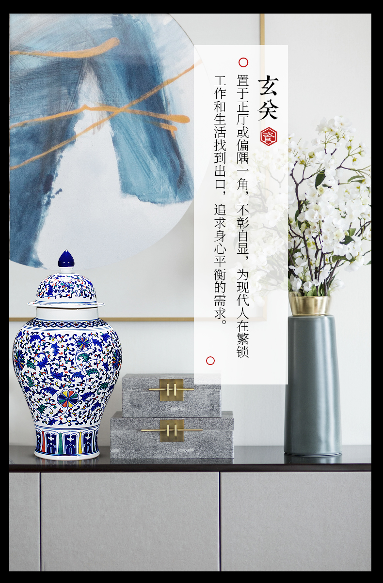 Jingdezhen ceramics hand - made porcelain imitation qianlong year bucket color vases, flower arranging new Chinese style sitting room adornment is placed