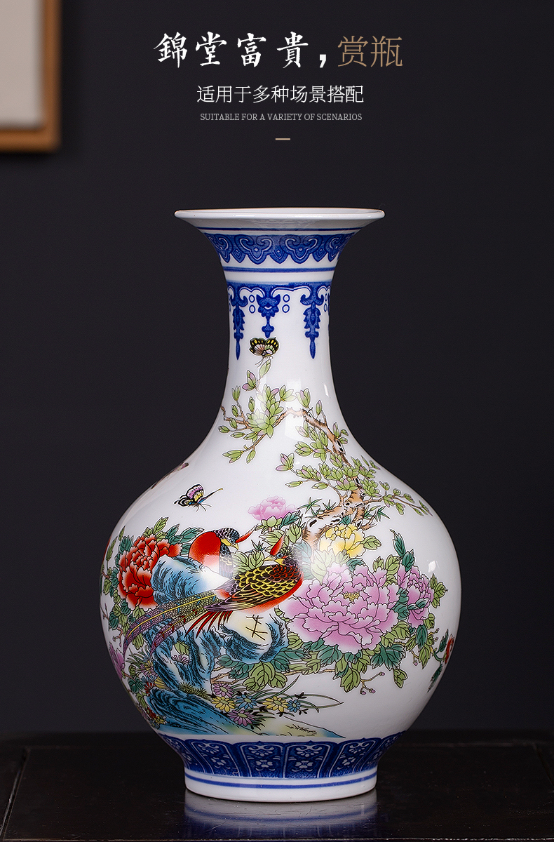 Jingdezhen ceramic floret bottle furnishing articles sitting room flower arranging pastel bamboo reports of Chinese style restoring ancient ways rich ancient frame ornaments