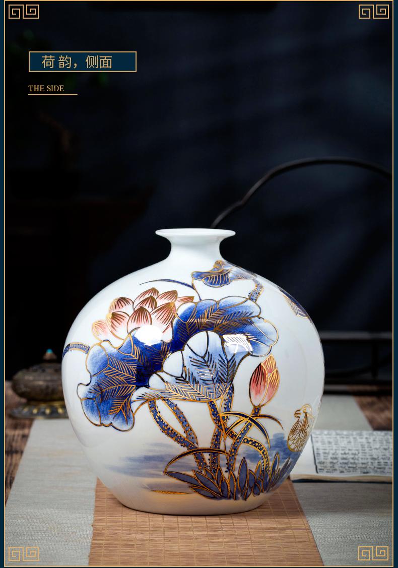 Jingdezhen ceramic vase light key-2 luxury furnishing articles by hand - made paint the living room of Chinese style household rich ancient frame porch decoration