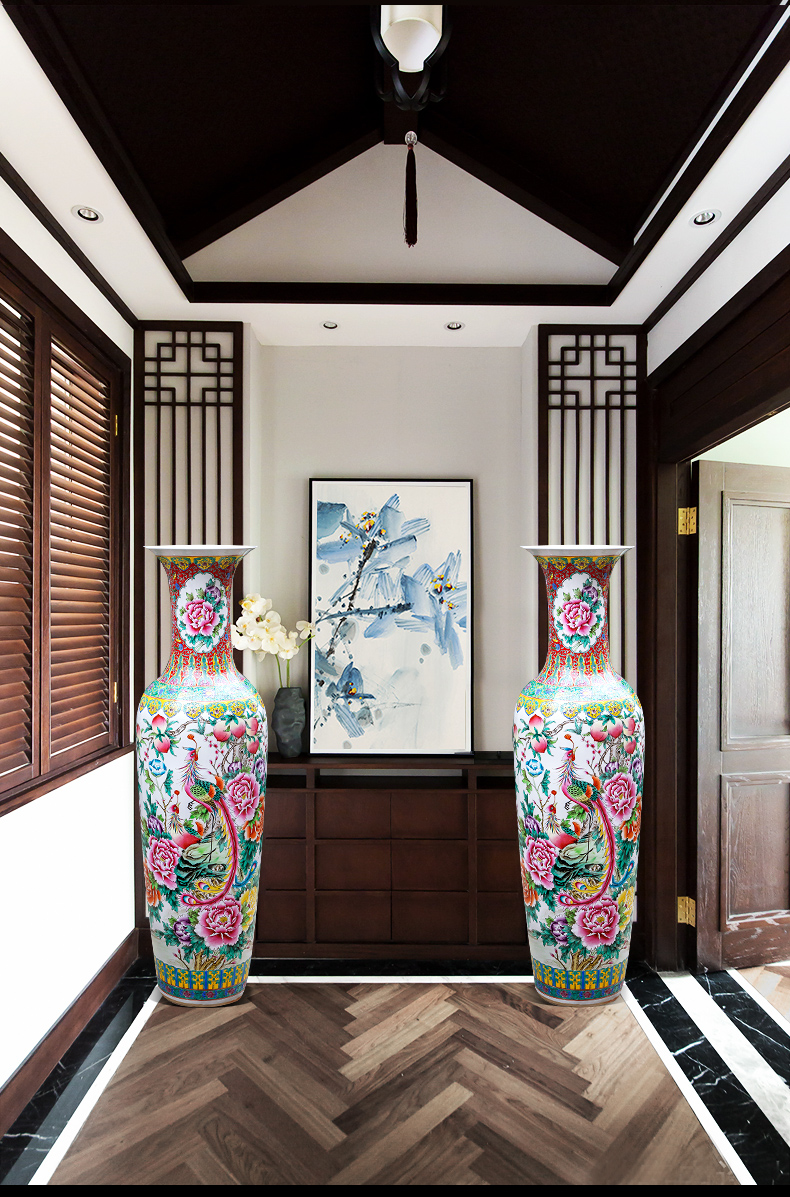 Jingdezhen ceramics hand - made pastel of large vase hotel furnishing articles sitting room of Chinese style household decorations study