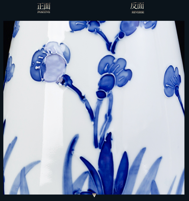 Jingdezhen ceramic blue and white porcelain vases, flower arrangement Chinese wind rich ancient frame trinket sitting room of Chinese style household furnishing articles