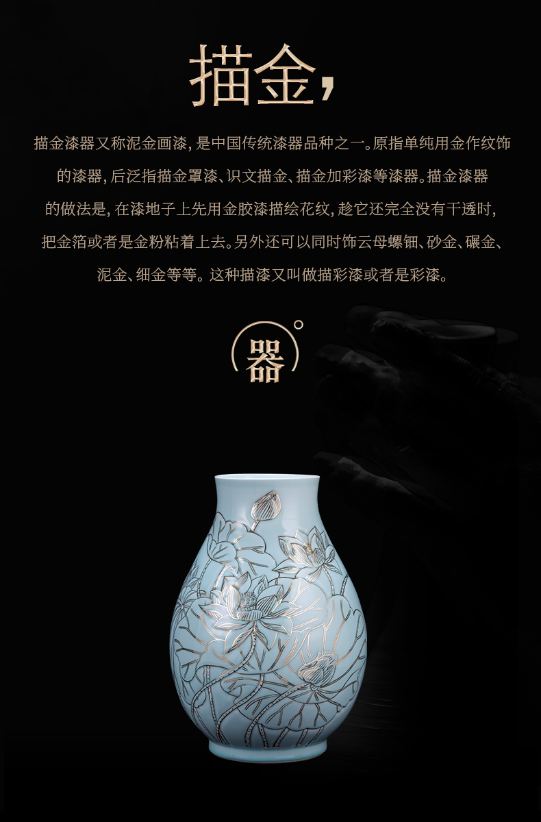 Jingdezhen ceramic vase penjing masters hand shadow blue paint f tube Chinese flower arranging retro rich ancient frame sitting room