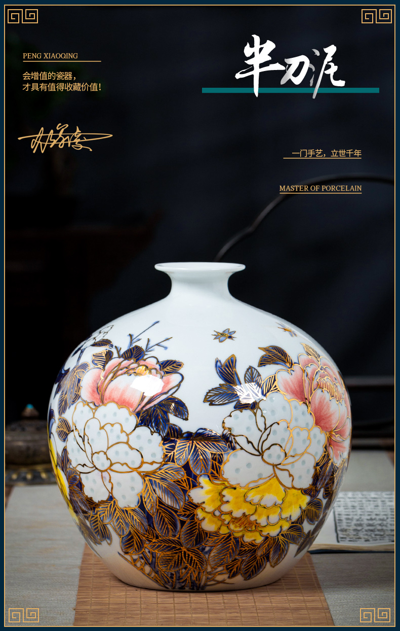 Jingdezhen ceramic vase light key-2 luxury furnishing articles by hand - made paint the living room of Chinese style household rich ancient frame porch decoration