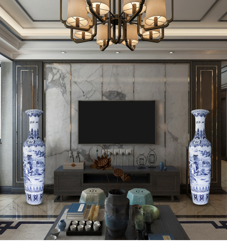 Hand - made jinxiu blue and white porcelain is jingdezhen ceramics was sitting room of large vase villa furnishing articles opening gifts