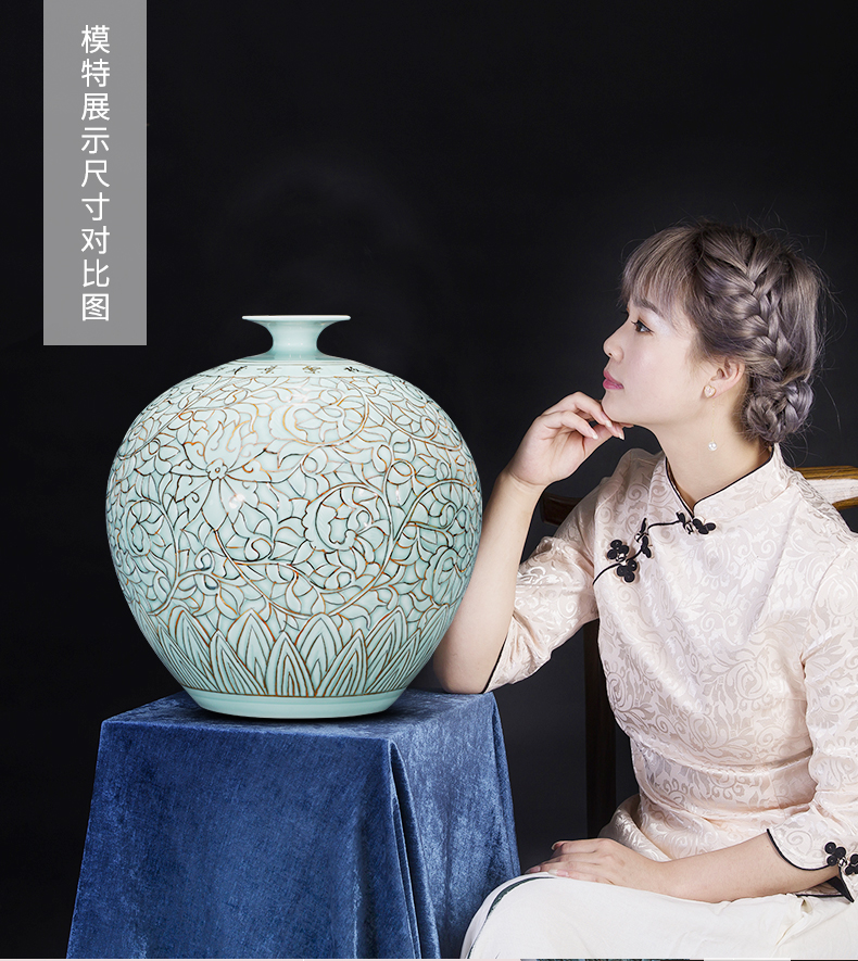 Jingdezhen ceramics large vases, hand - made shadow blue paint pomegranate bottle home sitting room adornment study furnishing articles