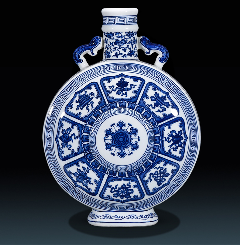 Jingdezhen ceramic antique hand - made of blue and white porcelain vases, flower arrangement furnishing articles rich ancient frame the sitting room of Chinese style household ornaments