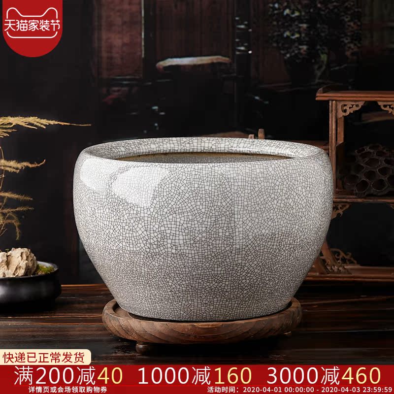 Archaize crack of jingdezhen ceramics glaze on basin tortoise cylinder fish tank water lily bowl lotus yg30