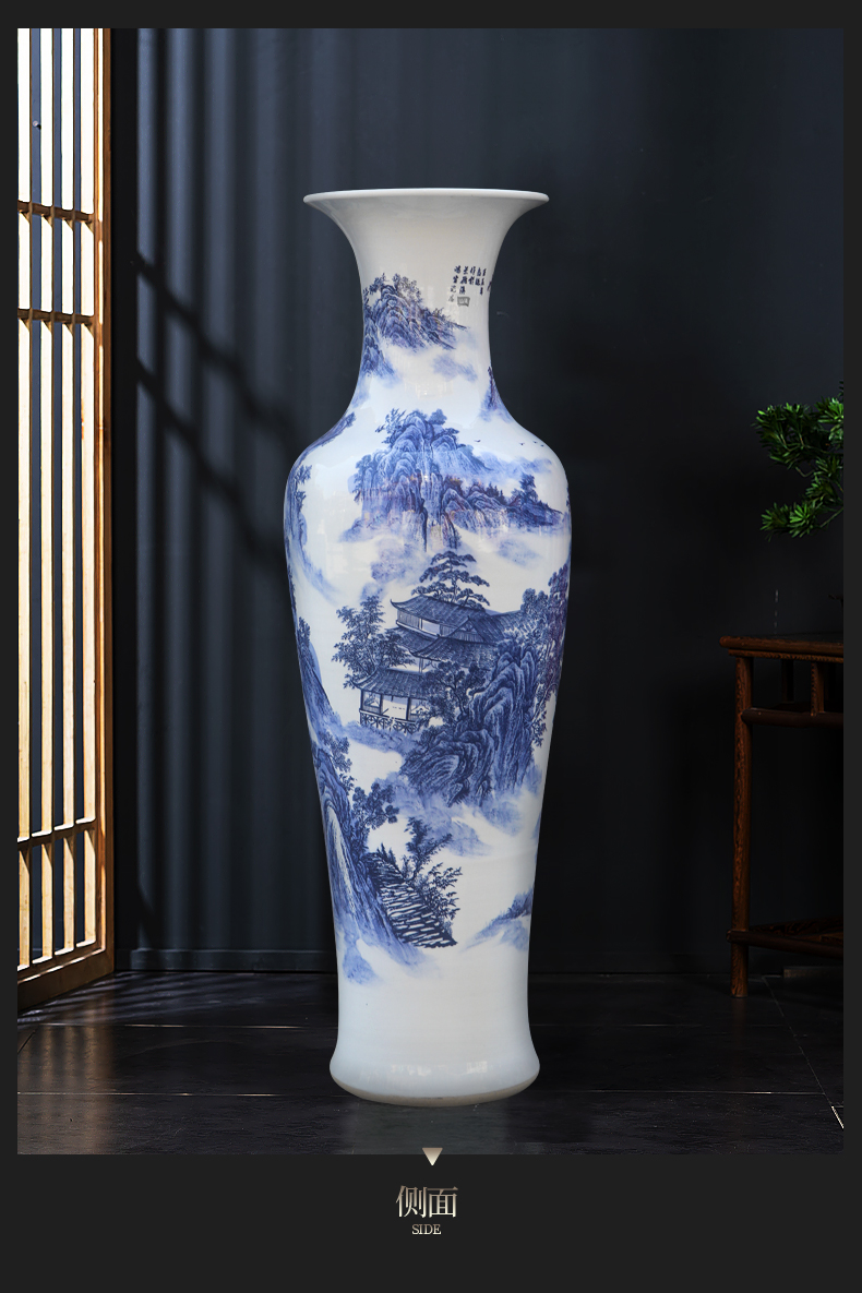 Jingdezhen ceramics new Chinese blue and white porcelain vase of large sitting room place large hotel decoration