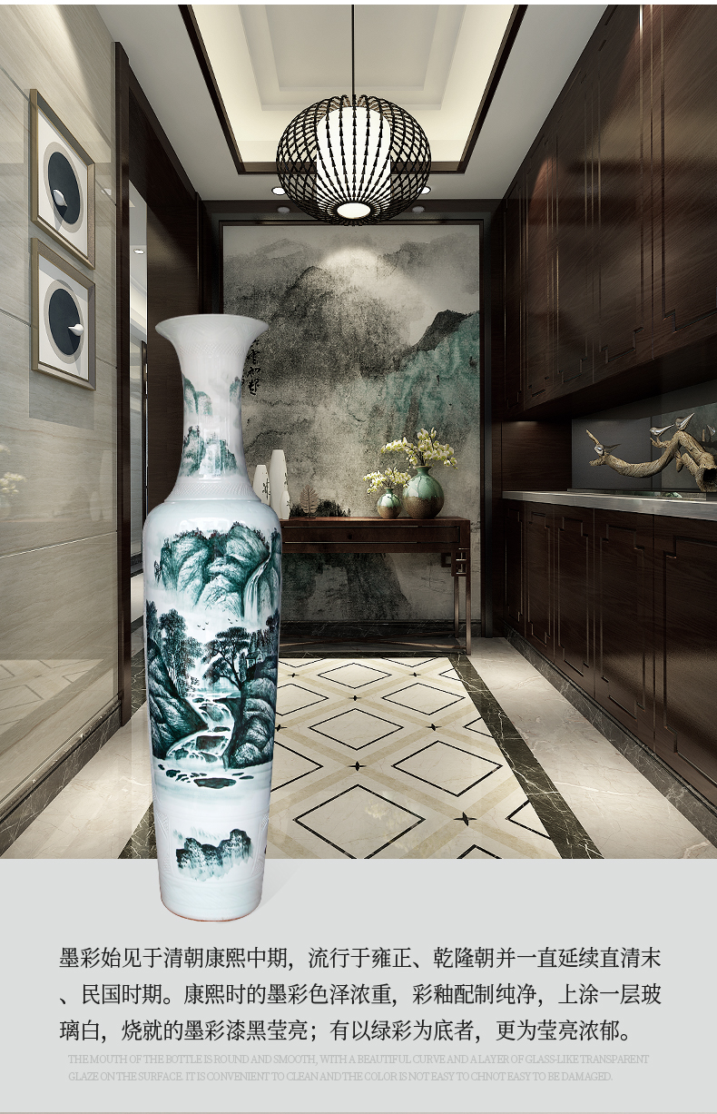 Jingdezhen ceramics hand - made landscape big vase landed home sitting room hotel villa decorations furnishing articles gifts